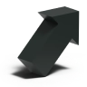 A black 3D arrow pointing upward and to the right, casting a soft shadow on a light background.