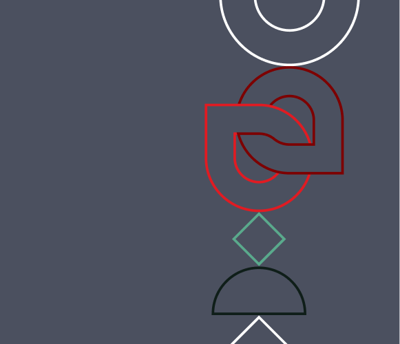 2D images of stacked shapes in balance on the left